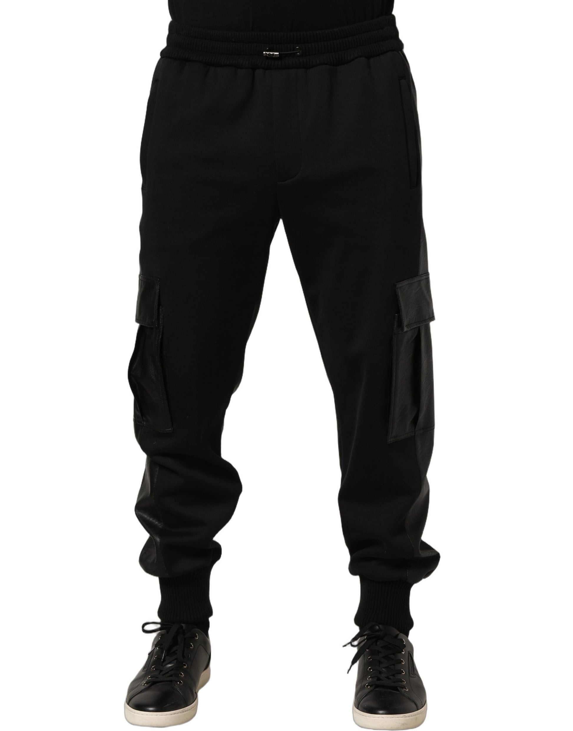 Black Mid Waist Cargo Jogger Sweatpants Pants