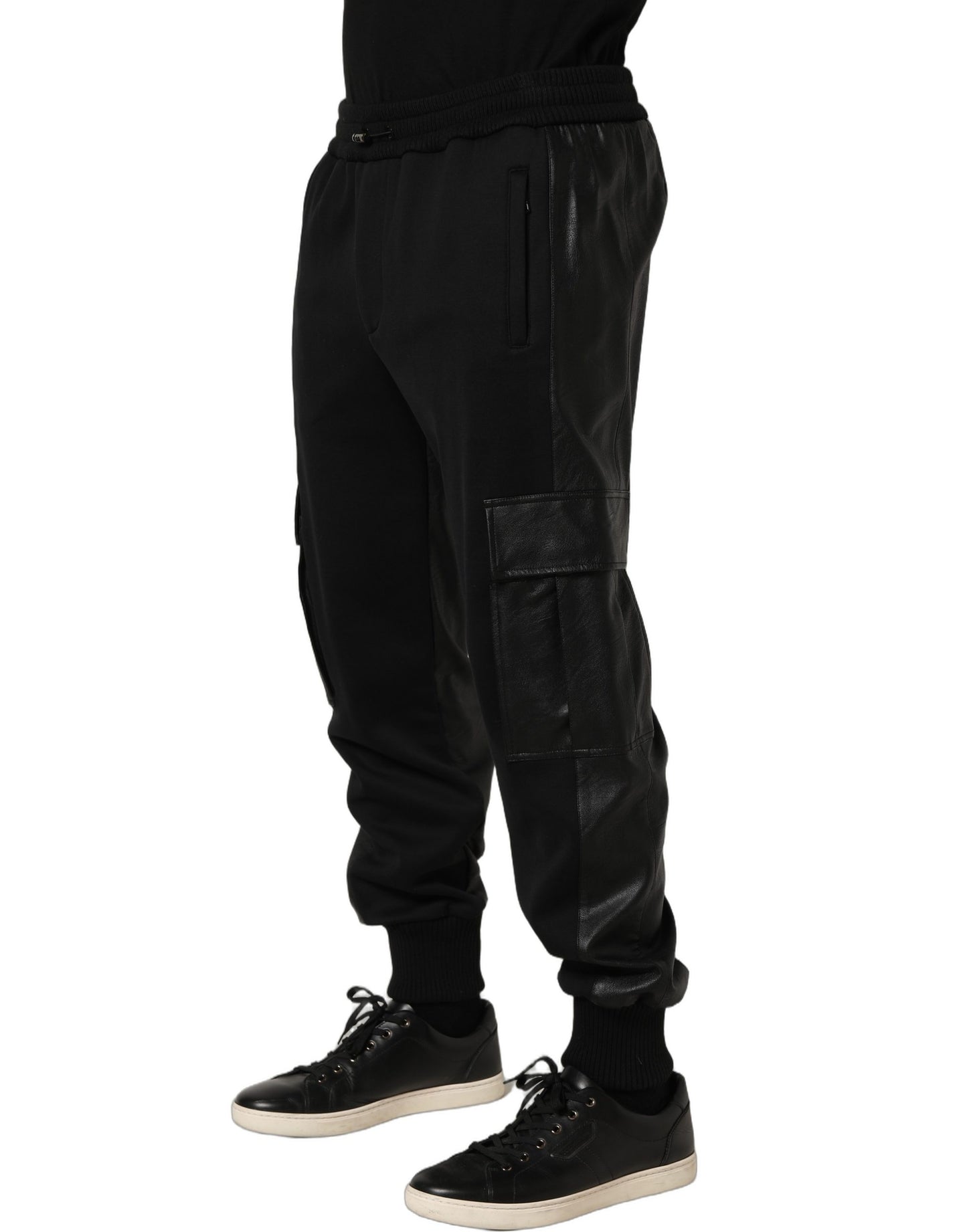 Black Mid Waist Cargo Jogger Sweatpants Pants