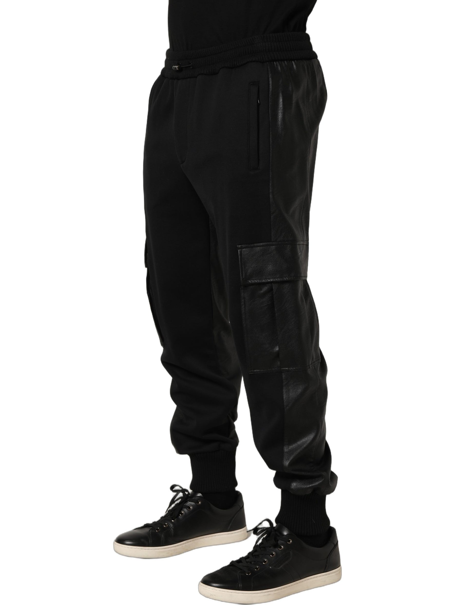 Black Mid Waist Cargo Jogger Sweatpants Pants