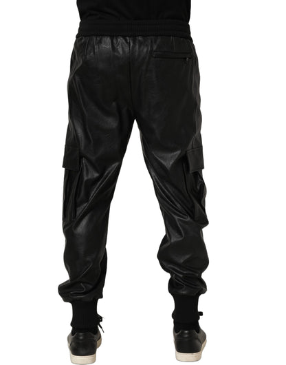 Black Mid Waist Cargo Jogger Sweatpants Pants