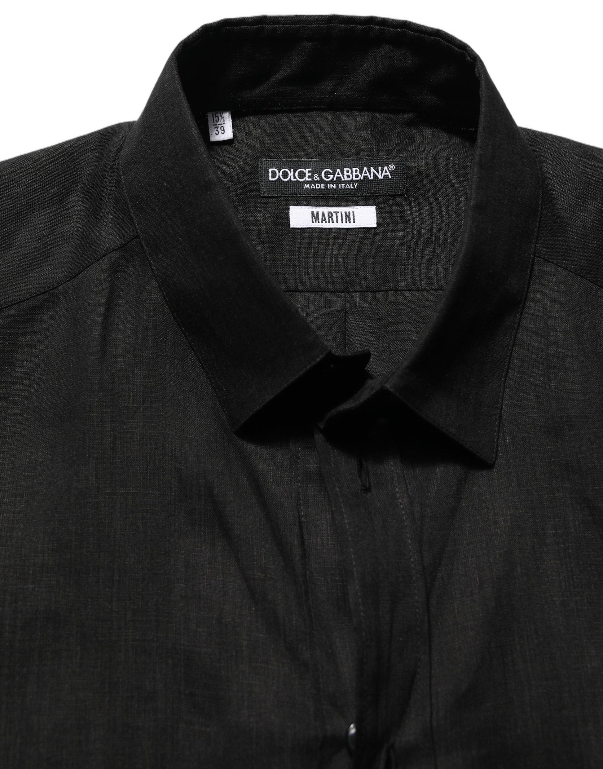 Black MARTINI Long Sleeves Linen Dess Shirt