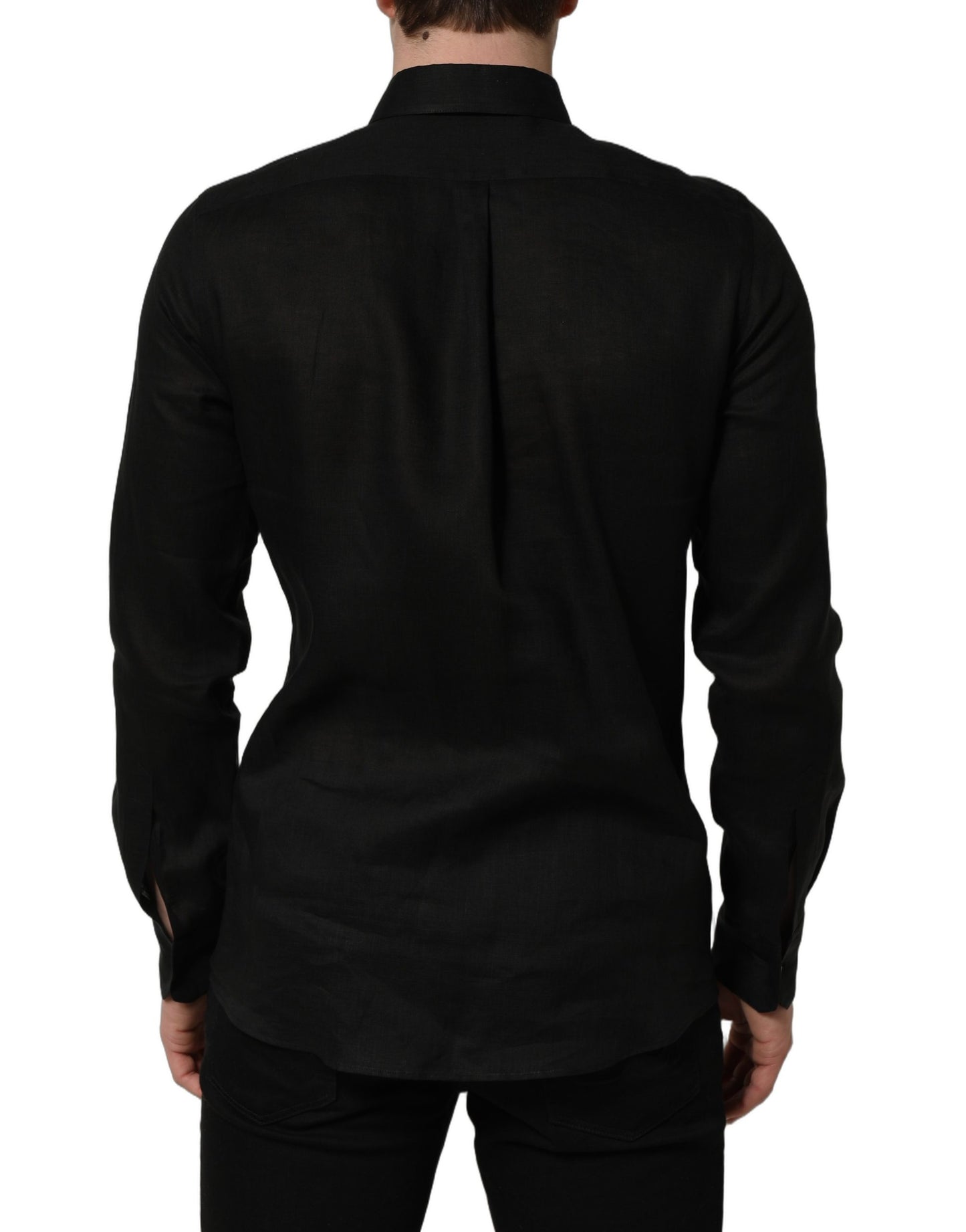 Black MARTINI Long Sleeves Linen Dess Shirt