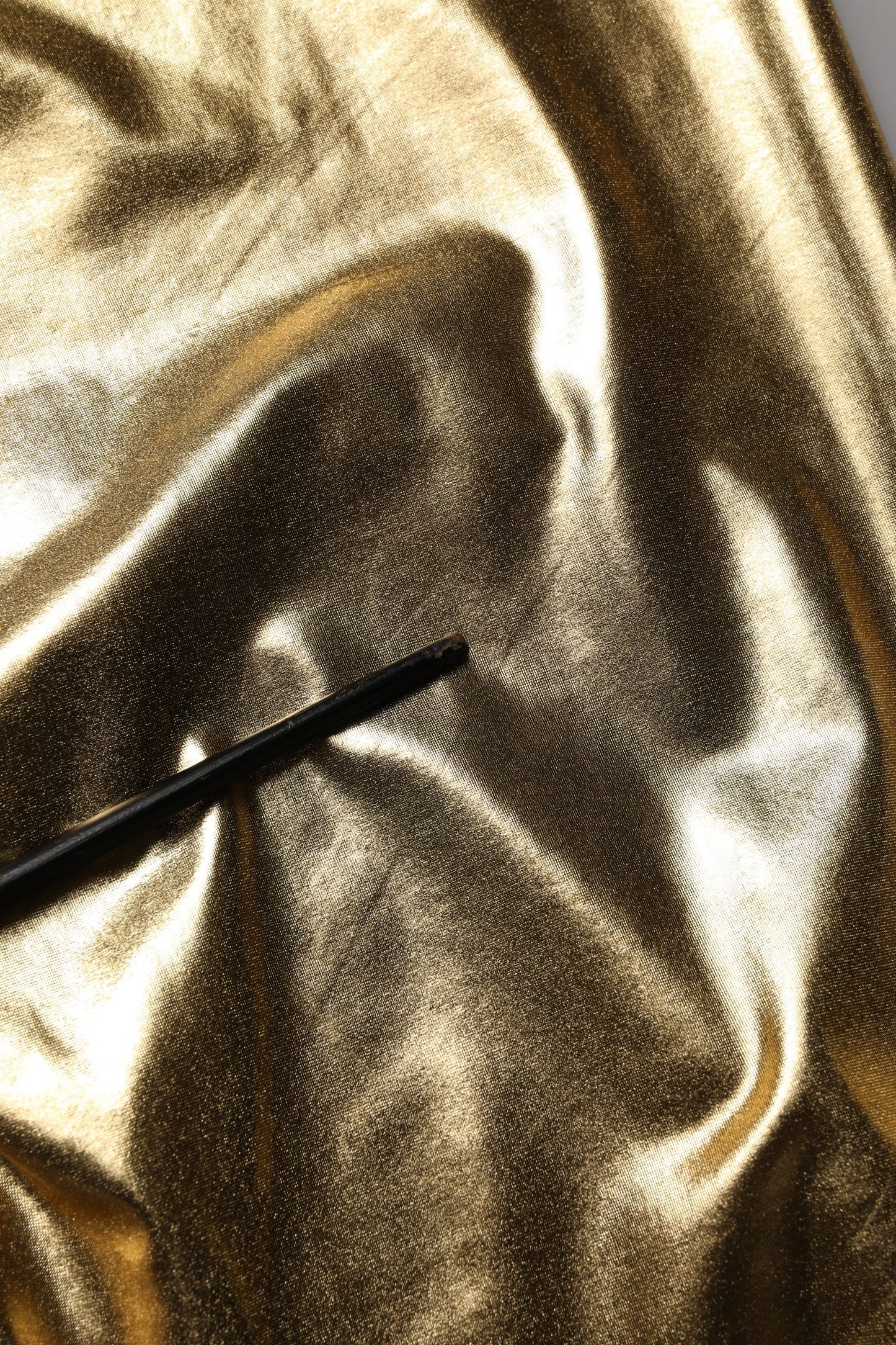 Gold Metallic Polyester Skinny Trousers Pants
