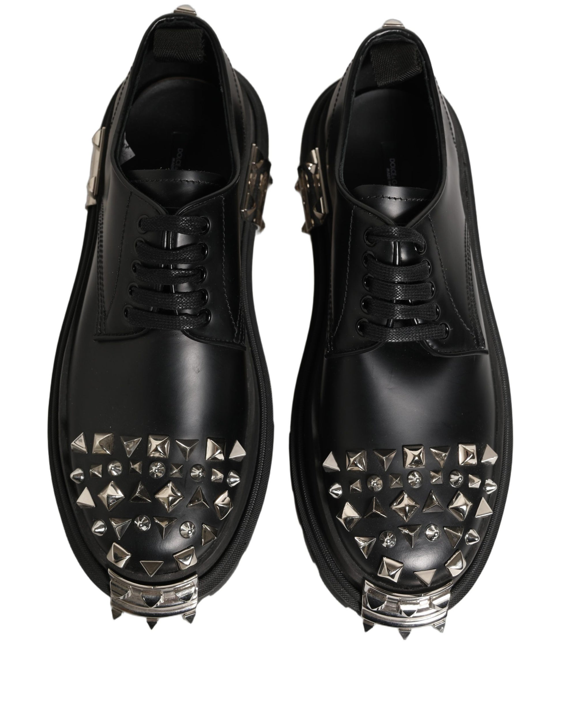 Black Leather Studded Hi-Trekking Derby Shoes