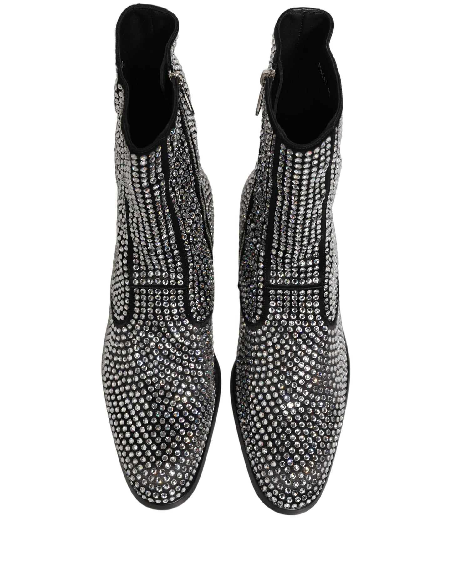 Black Crystal Embellished Ankle Boots Shoes
