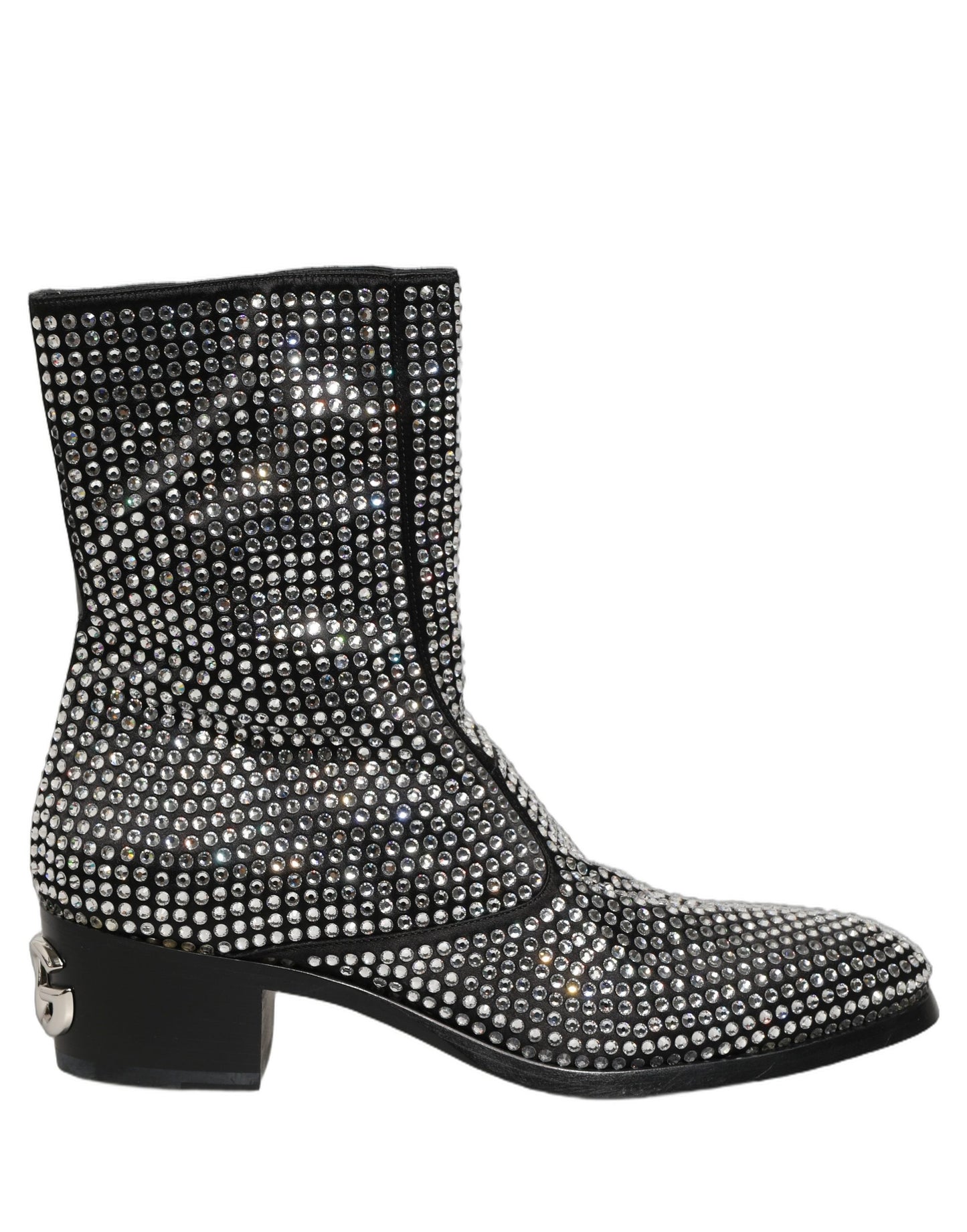 Black Crystal Embellished Ankle Boots Shoes