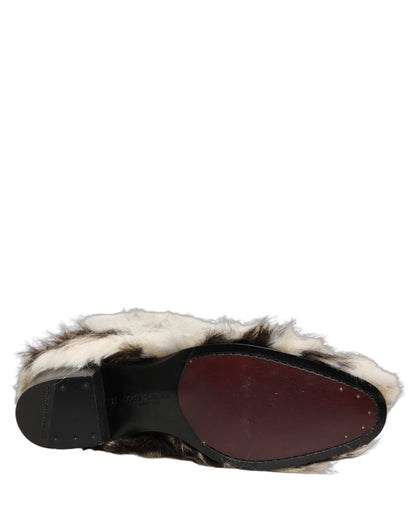 Multicolor Knee High Faux Fur Boots Shoes