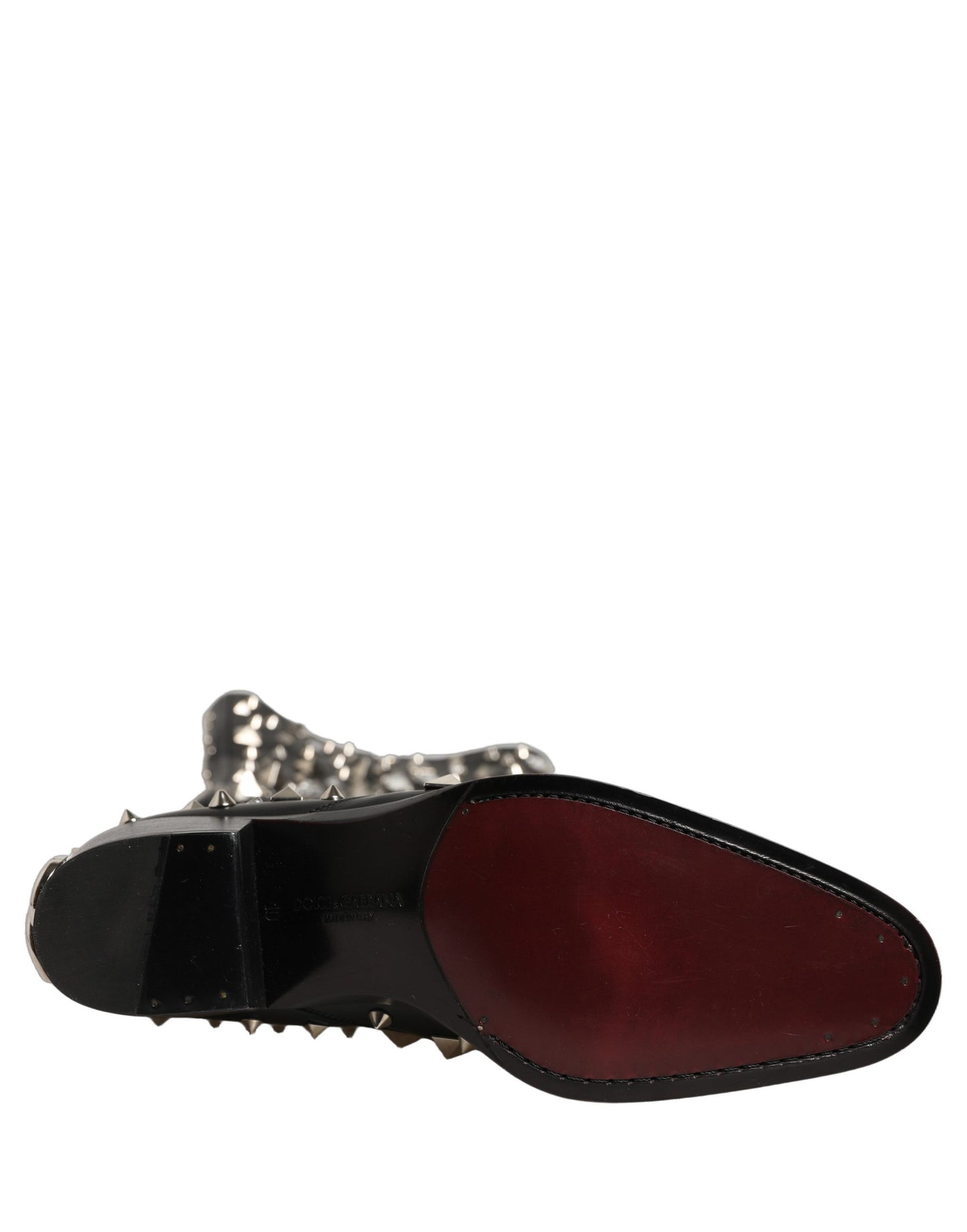 Black Crystal Embellished High Boots Shoes