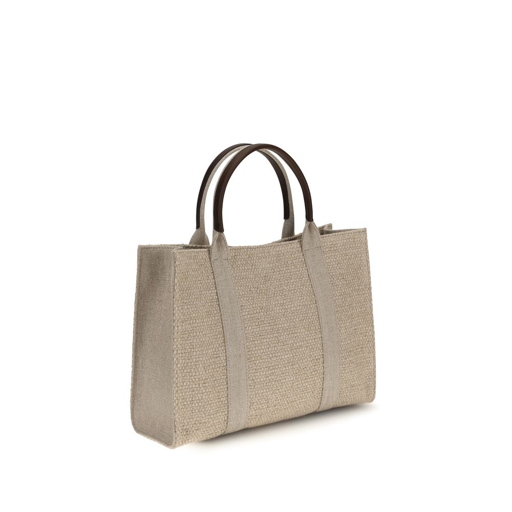 Beige Fabric Handbag