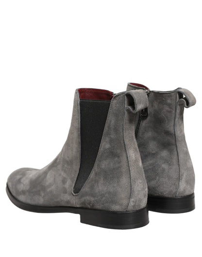 Gray Suede Leather Chelsea Boots Shoes
