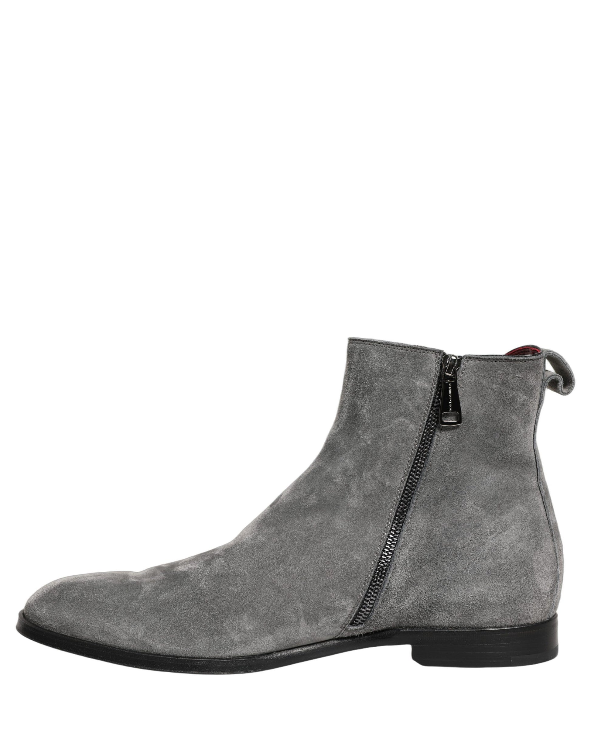 Gray Suede Leather Chelsea Boots Shoes