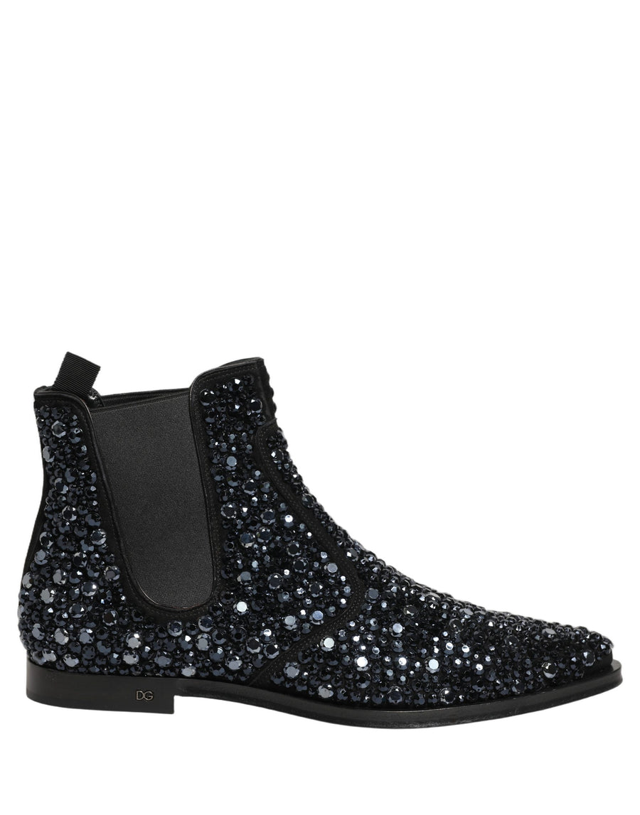 Black Embellished Chelsea Ankle Boots Shoes