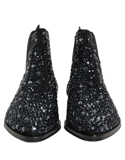 Black Embellished Chelsea Ankle Boots Shoes