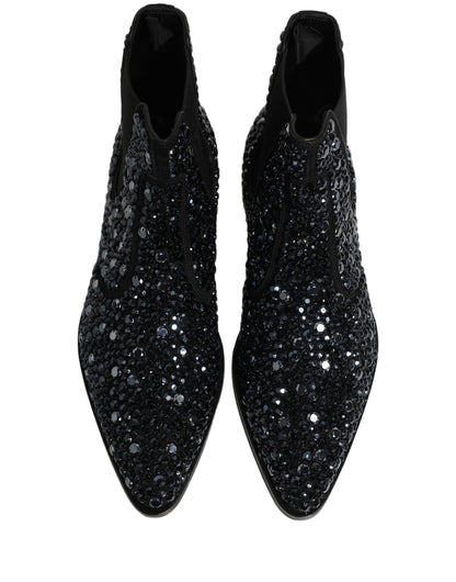 Black Embellished Chelsea Ankle Boots Shoes