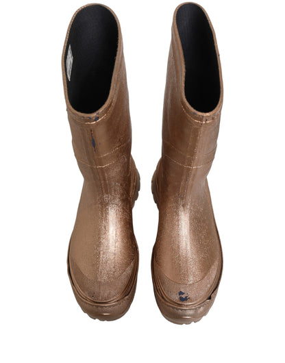 Rose Gold PVC Pull On Rain Boots Men Shoes