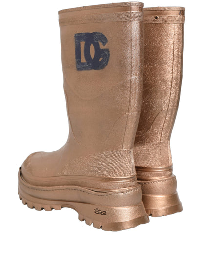 Rose Gold PVC Pull On Rain Boots Men Shoes