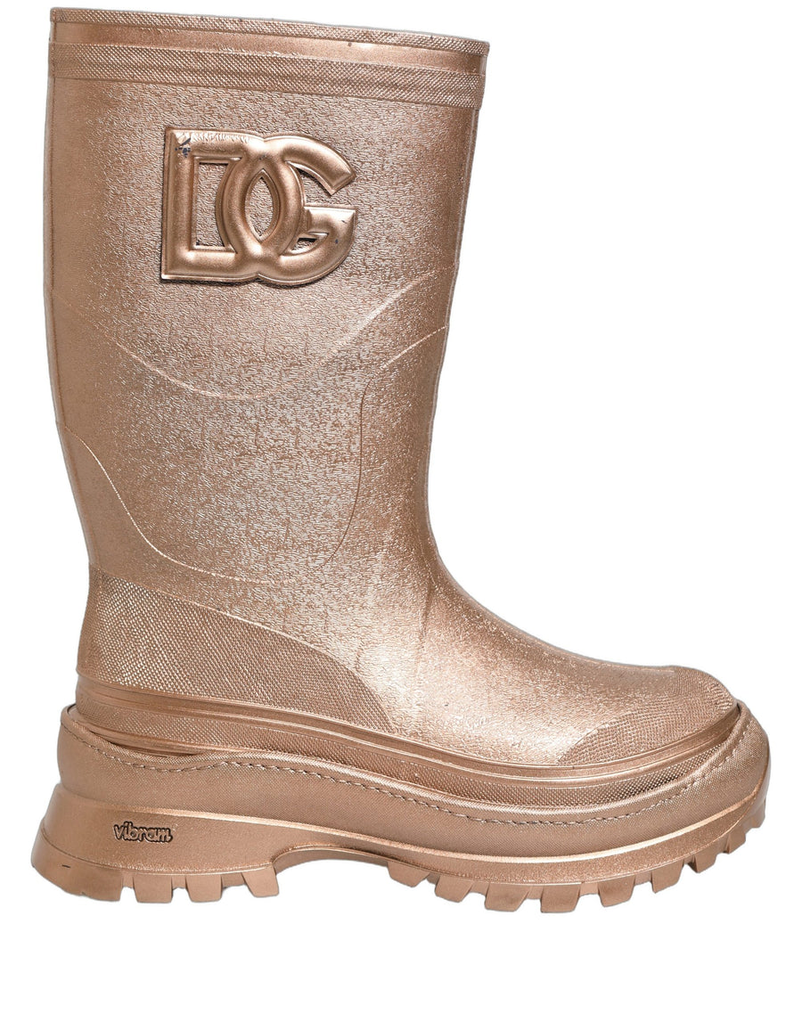 Rose Gold PVC Pull On Rain Boots Men Shoes