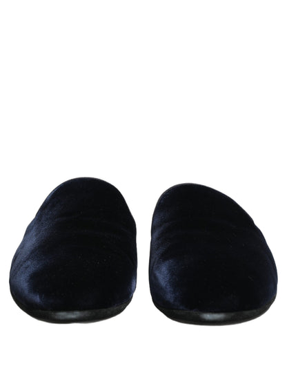 Dark Blue Suede Slides Flat Slipper Men Shoes