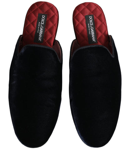 Dark Blue Suede Slides Flat Slipper Men Shoes