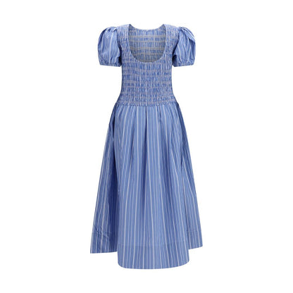 Blue Cotton Casual Dress
