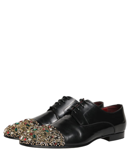 Black Crystals Embellished Men Derby Shoes