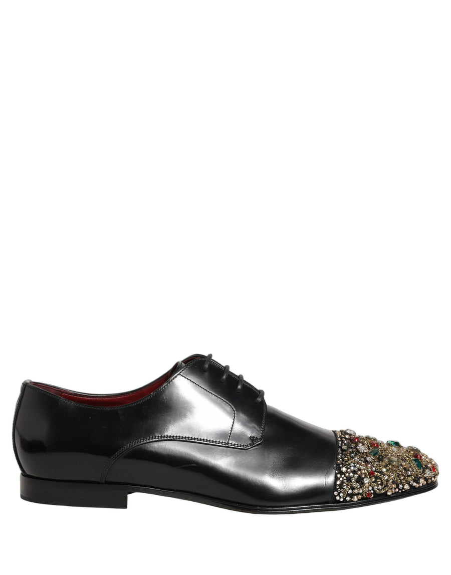 Black Crystals Embellished Men Derby Shoes