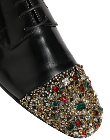 Black Crystals Embellished Men Derby Shoes