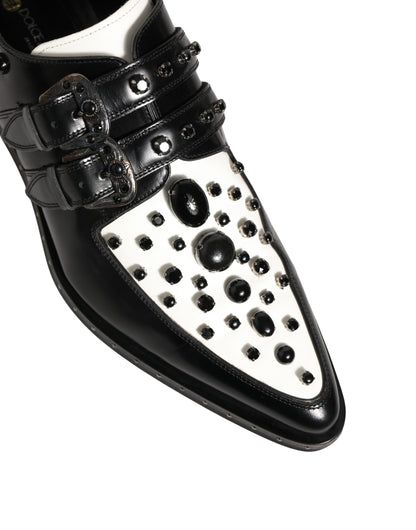 Black Embellished Derby Monk Strap Men Shoes
