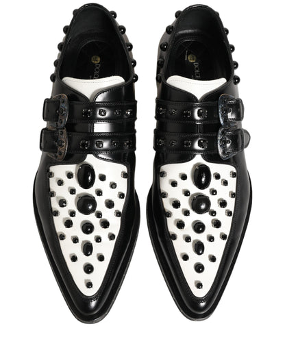 Black Embellished Derby Monk Strap Men Shoes
