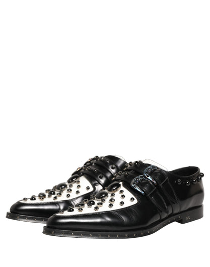 Black Embellished Derby Monk Strap Men Shoes