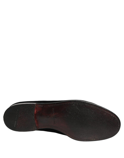 Black Velvet Cotton Loafers Formal Dress Shoes