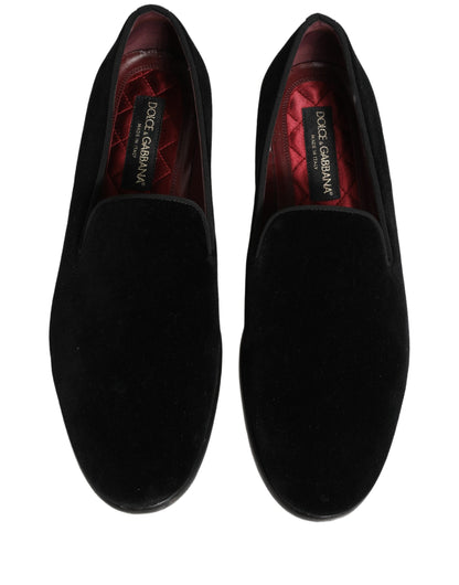 Black Velvet Cotton Loafers Formal Dress Shoes