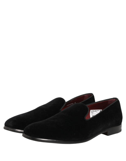 Black Velvet Cotton Loafers Formal Dress Shoes