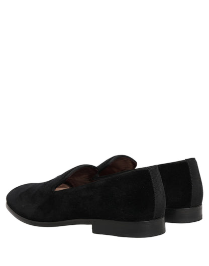 Black Velvet Cotton Loafers Formal Dress Shoes