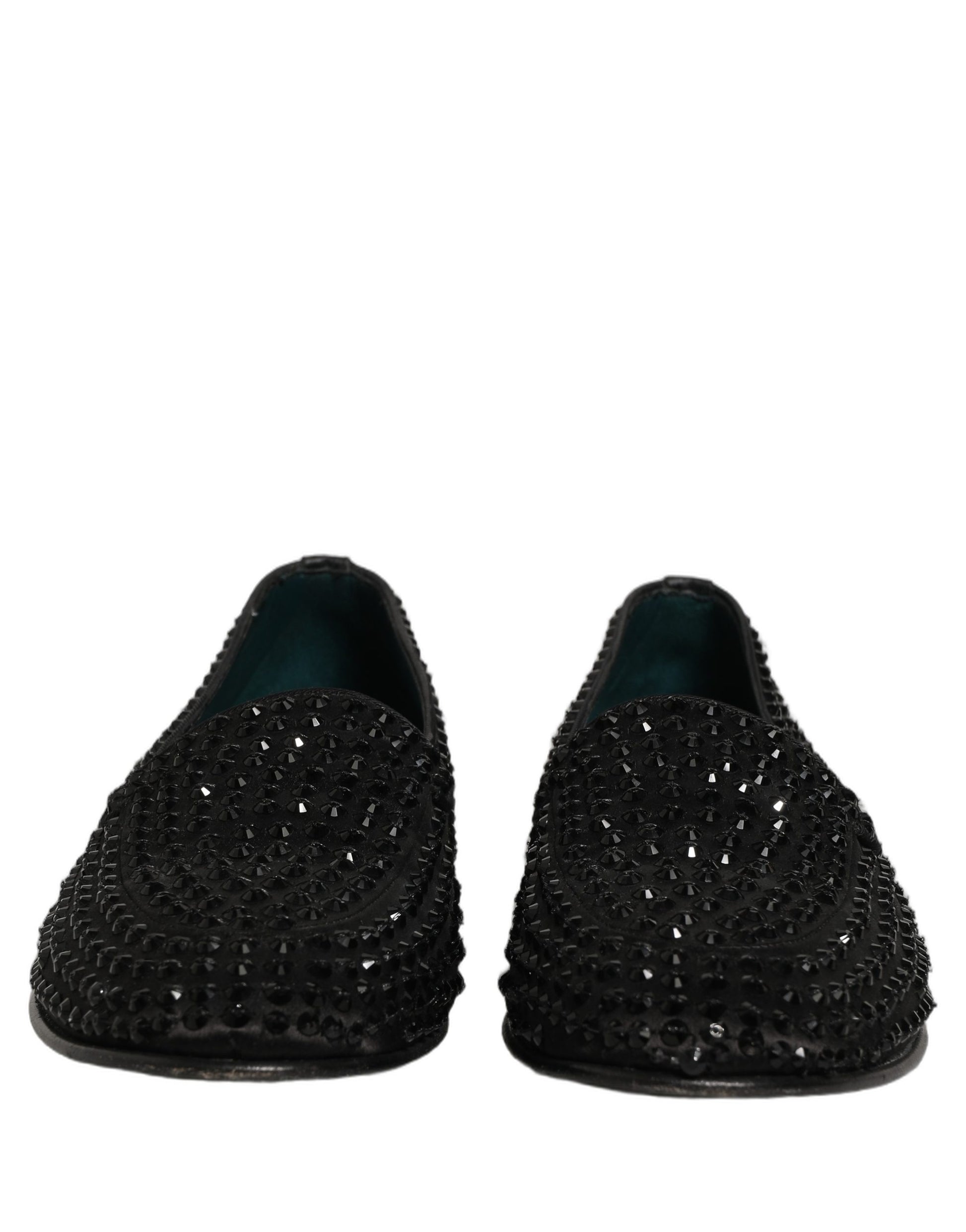 Black Rhinestone Embellished Loafers Shoes