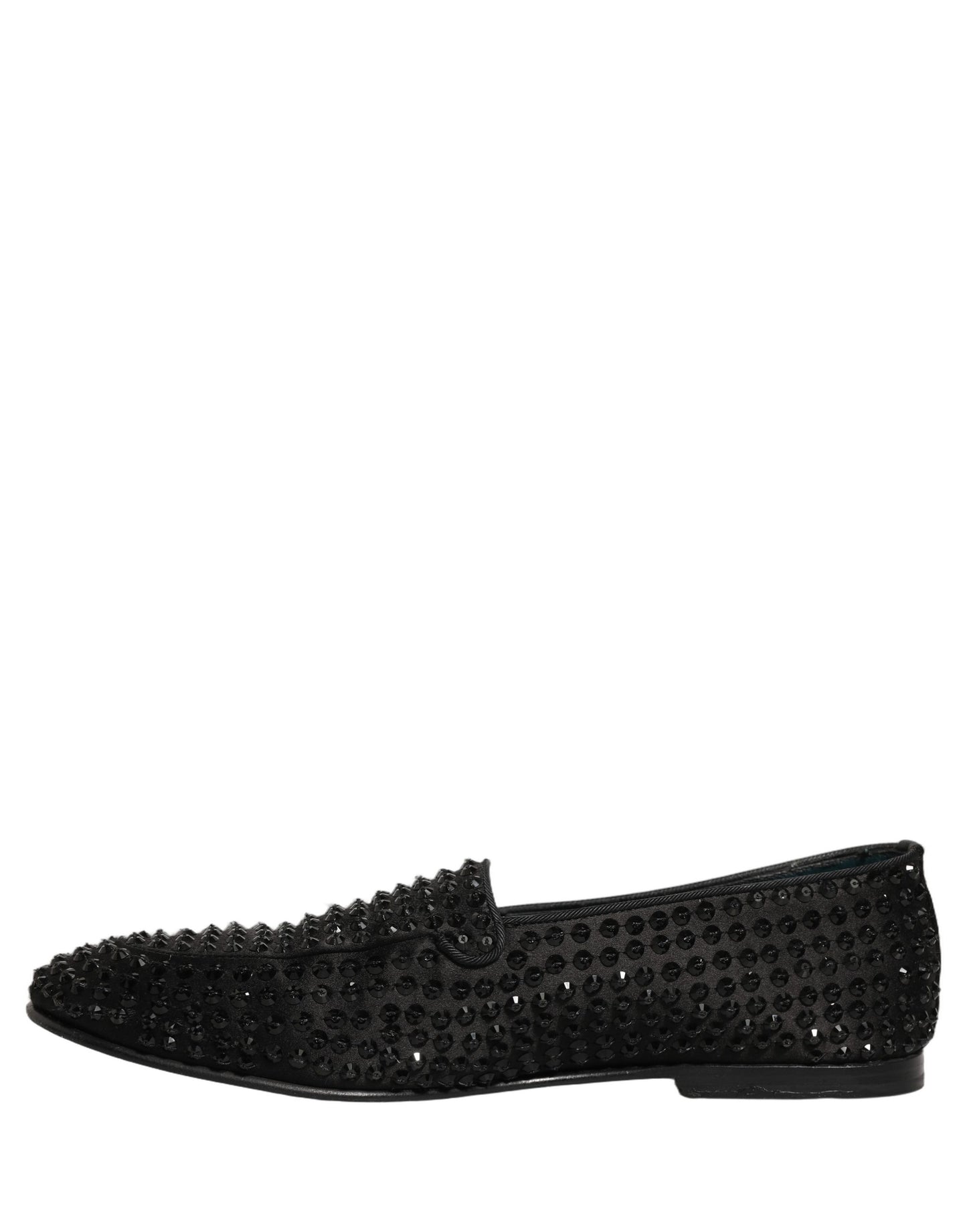 Black Rhinestone Embellished Loafers Shoes