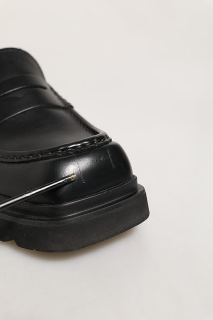 Black Calfskin Leather Men Dress Loafers Shoes