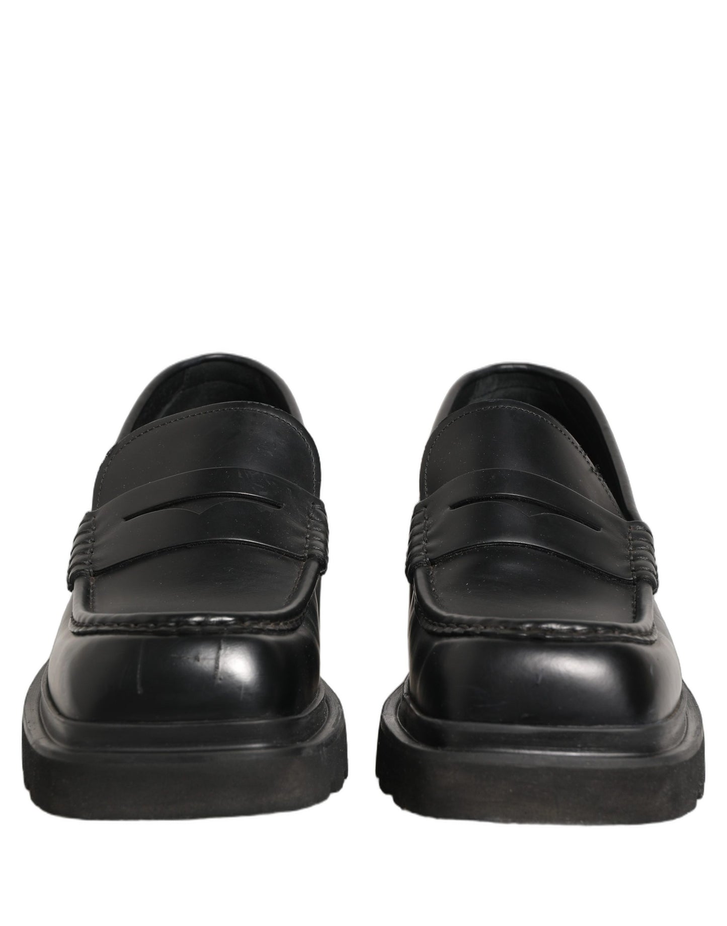 Black Calfskin Leather Men Dress Loafers Shoes