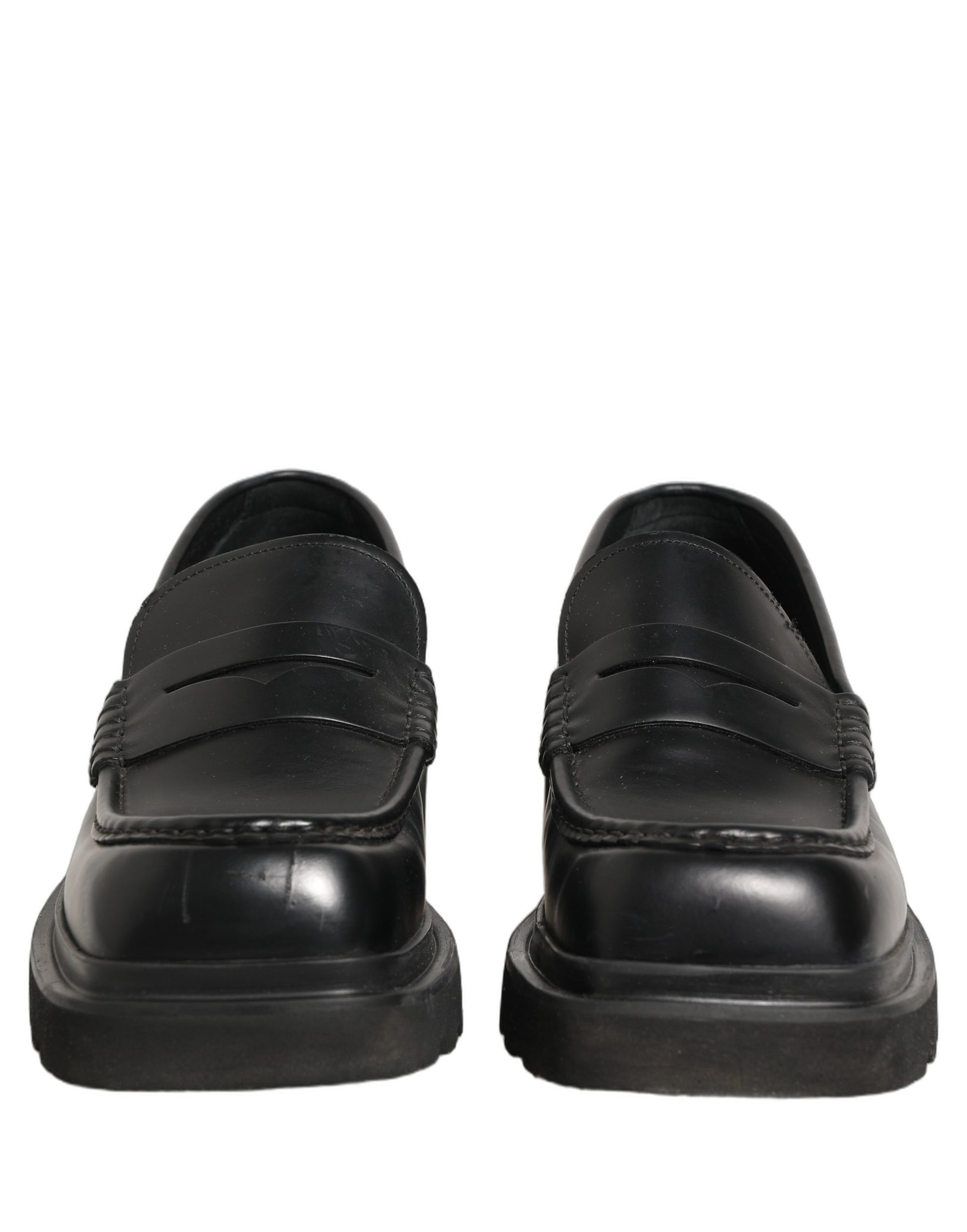 Black Calfskin Leather Men Dress Loafers Shoes