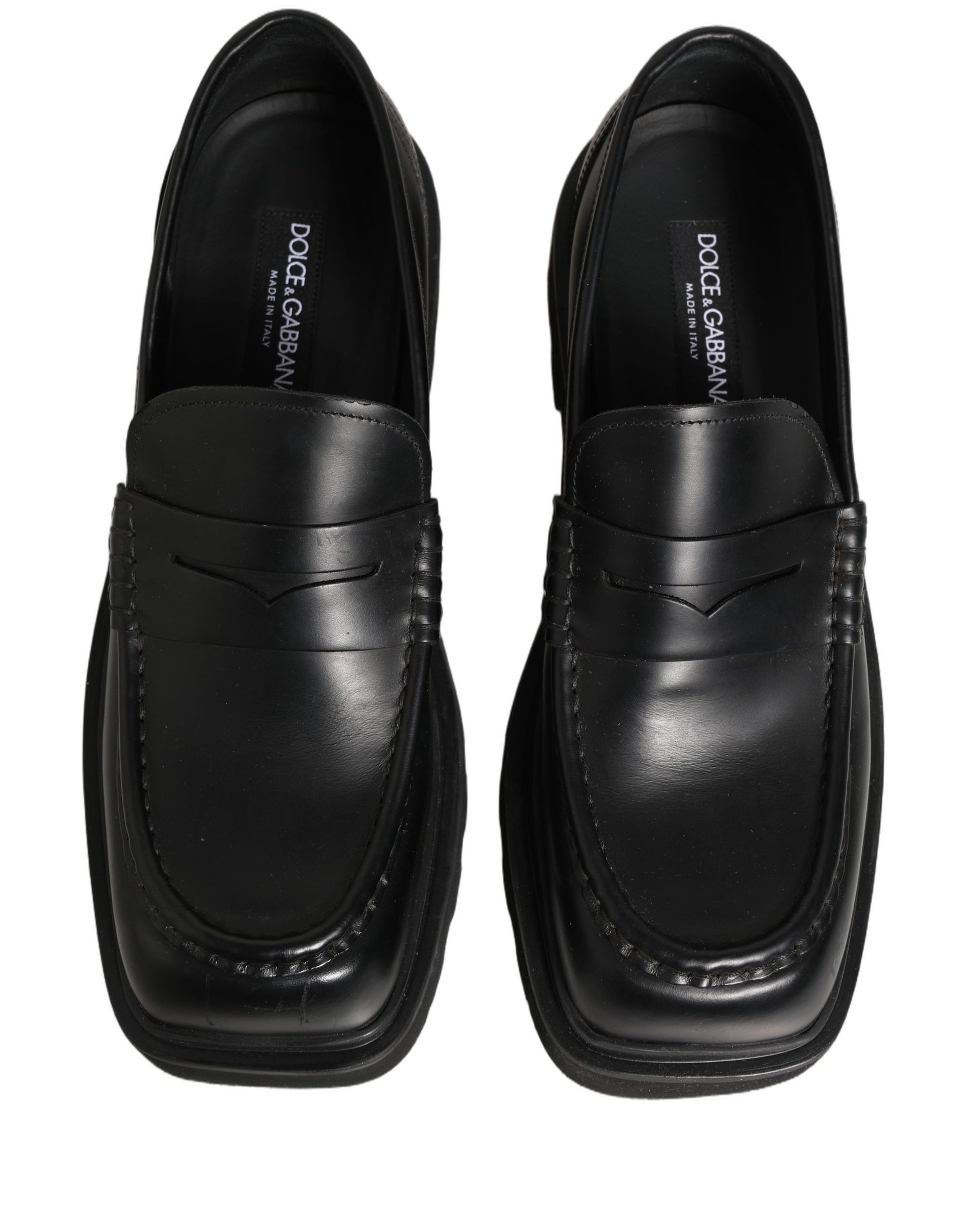 Black Calfskin Leather Men Dress Loafers Shoes