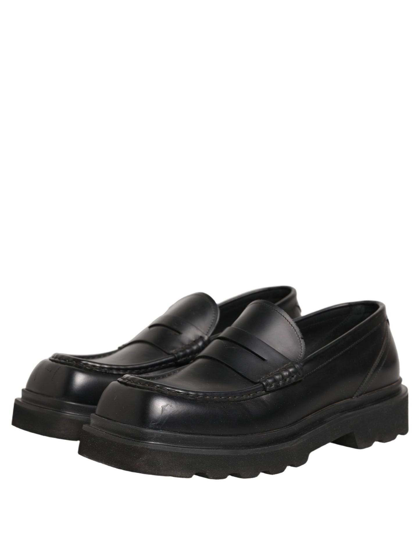 Black Calfskin Leather Men Dress Loafers Shoes