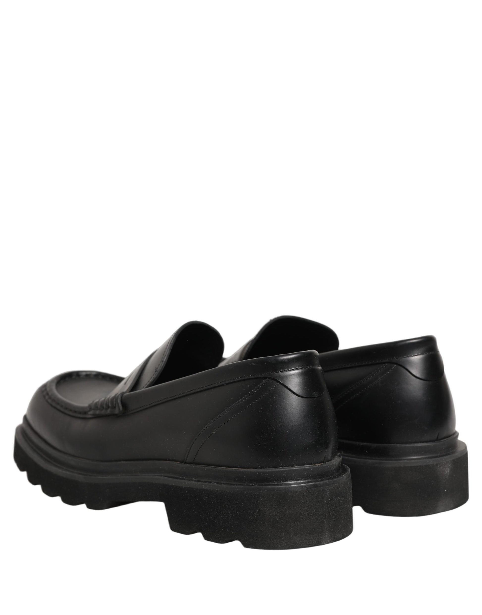 Black Calfskin Leather Men Dress Loafers Shoes