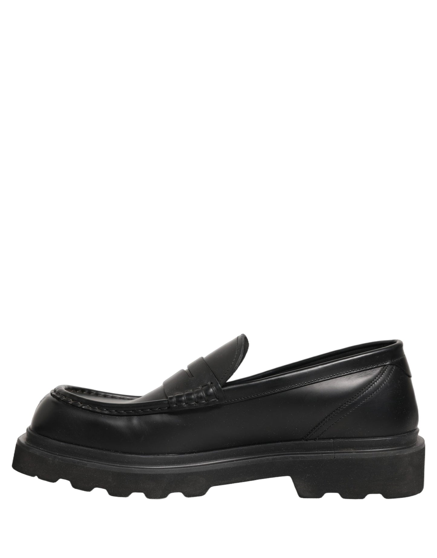 Black Calfskin Leather Men Dress Loafers Shoes