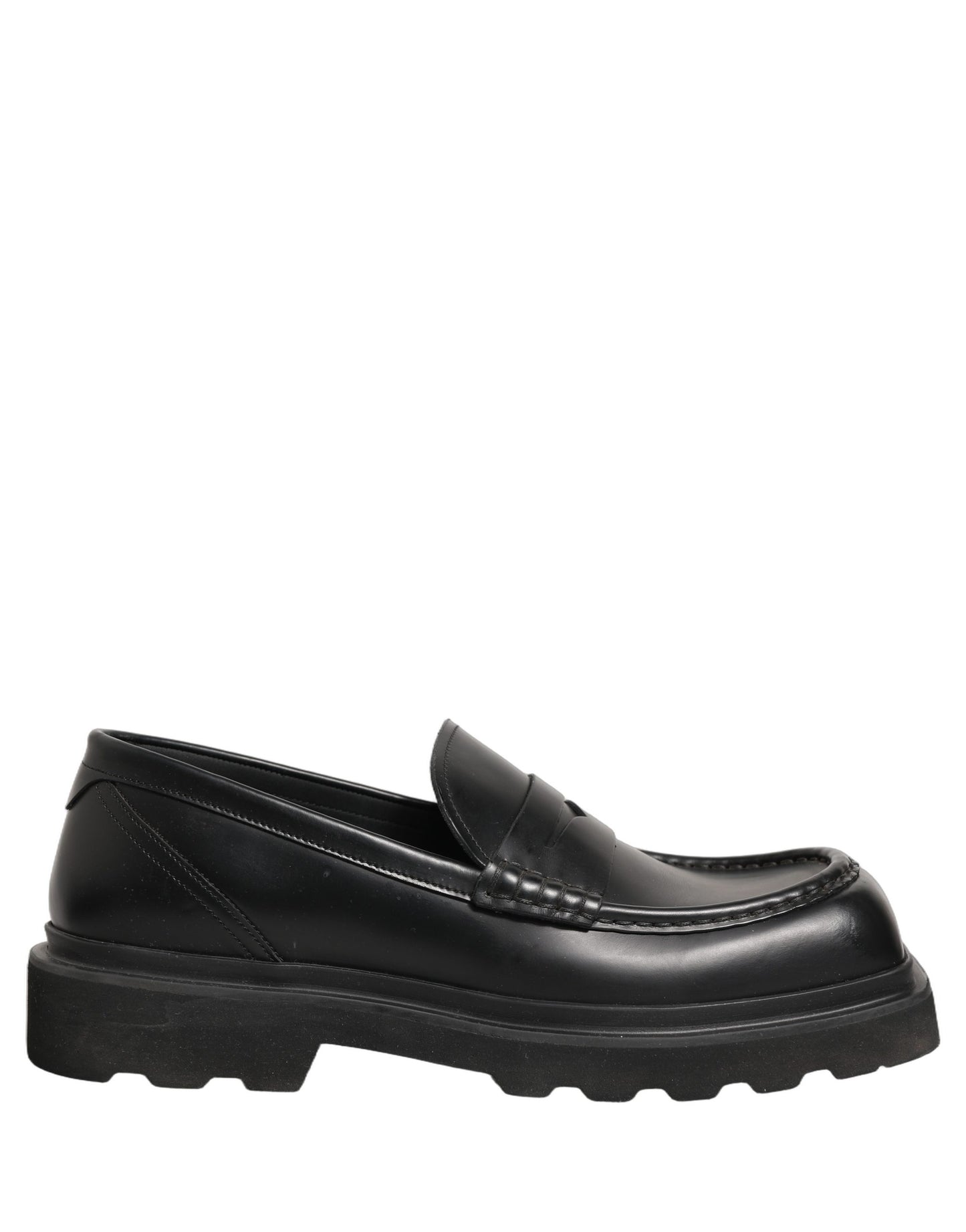 Black Calfskin Leather Men Dress Loafers Shoes