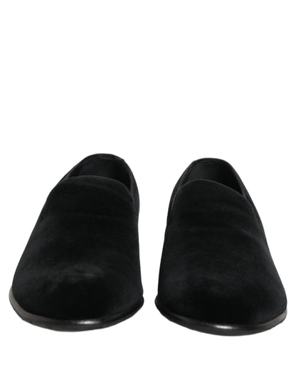 Black Velvet Loafers Formal Men Dress Shoes