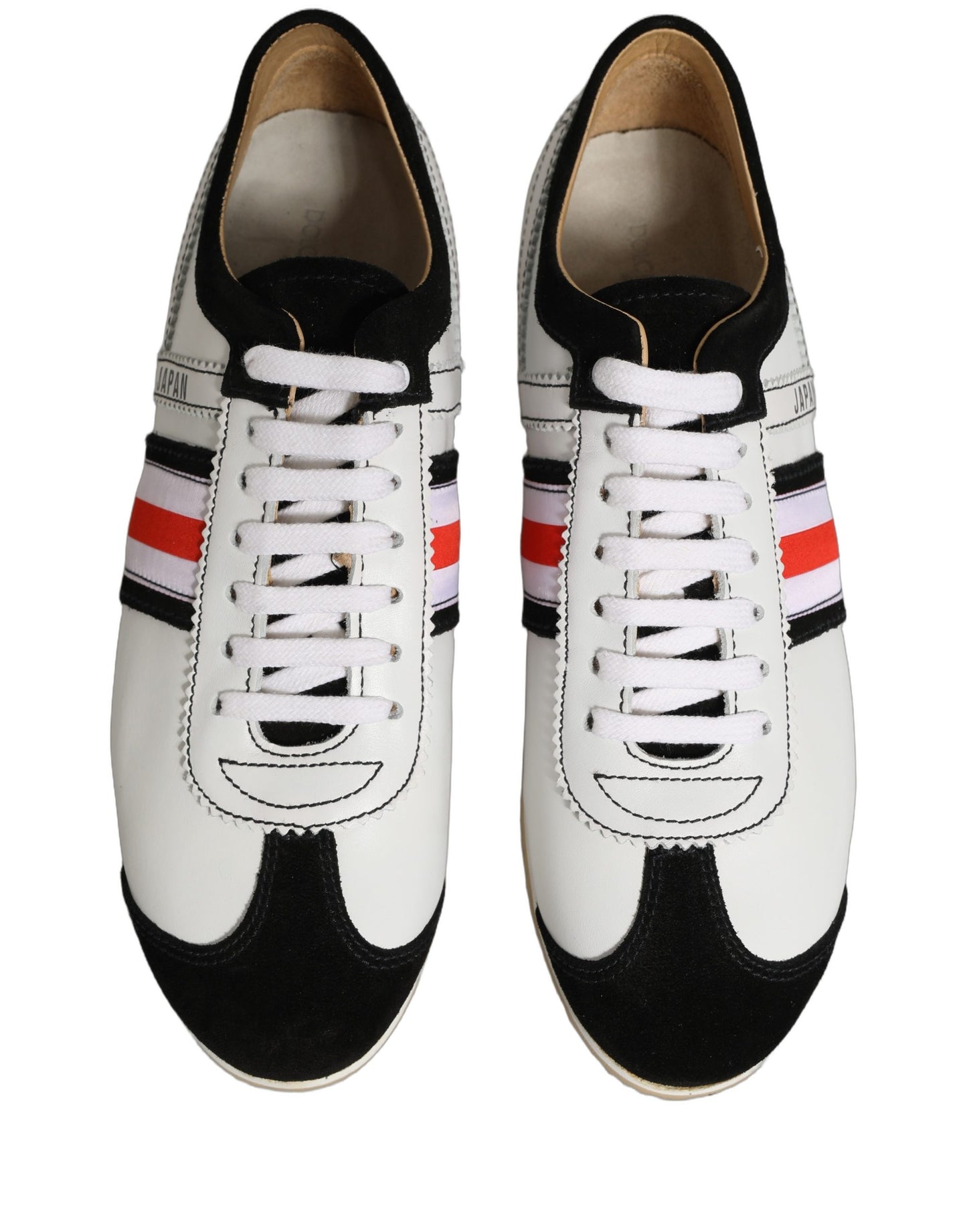 Black White Leather Suede Low Top Sneakers Shoes