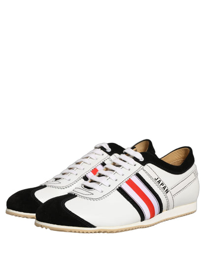 Black White Leather Suede Low Top Sneakers Shoes