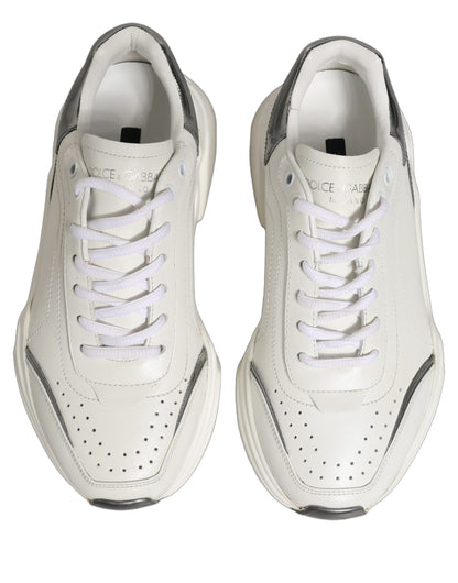 White Silver Daymaster Leather Low Top Sneakers Shoes