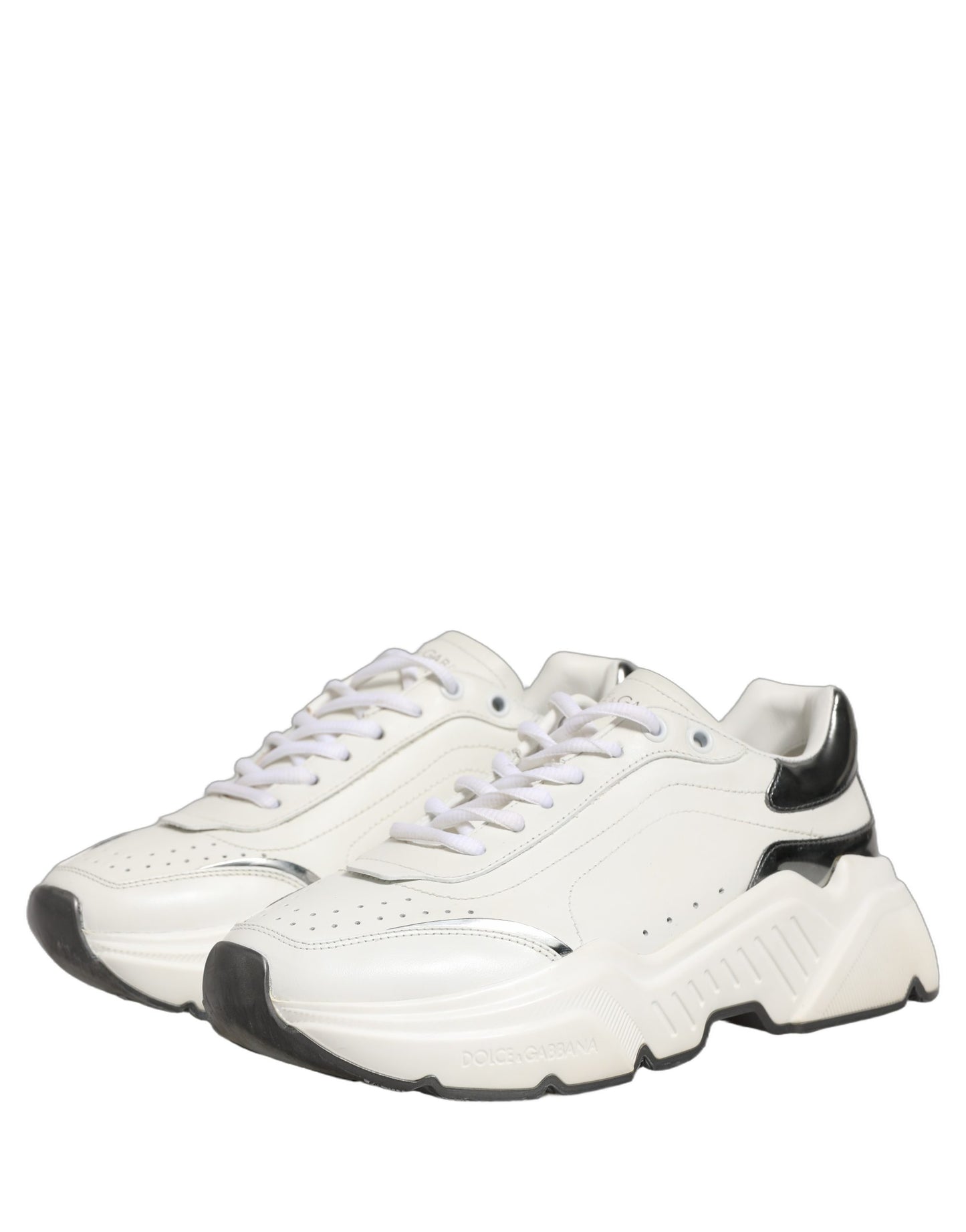 White Silver Daymaster Leather Low Top Sneakers Shoes