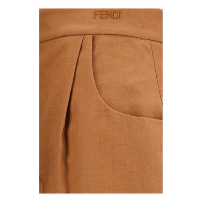 Brown Linen Casual Pants